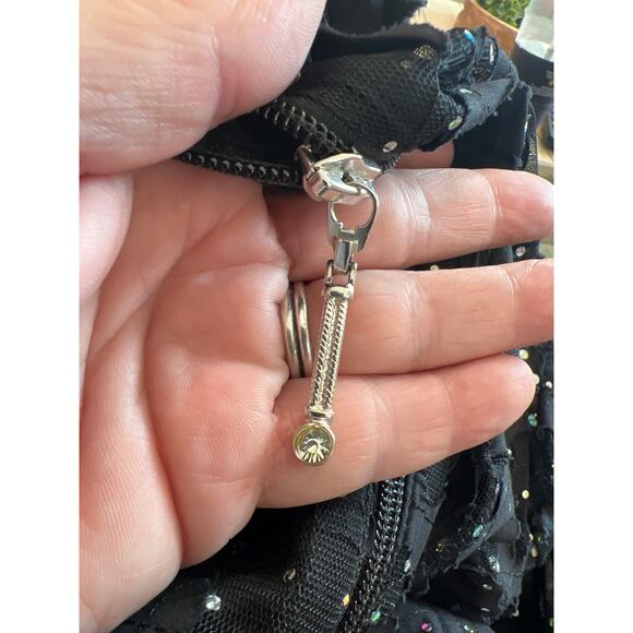 Vintage Joseph Ribkoff size 10 black lace and rhinestone zip jacket Union made - Picture 6 of 6